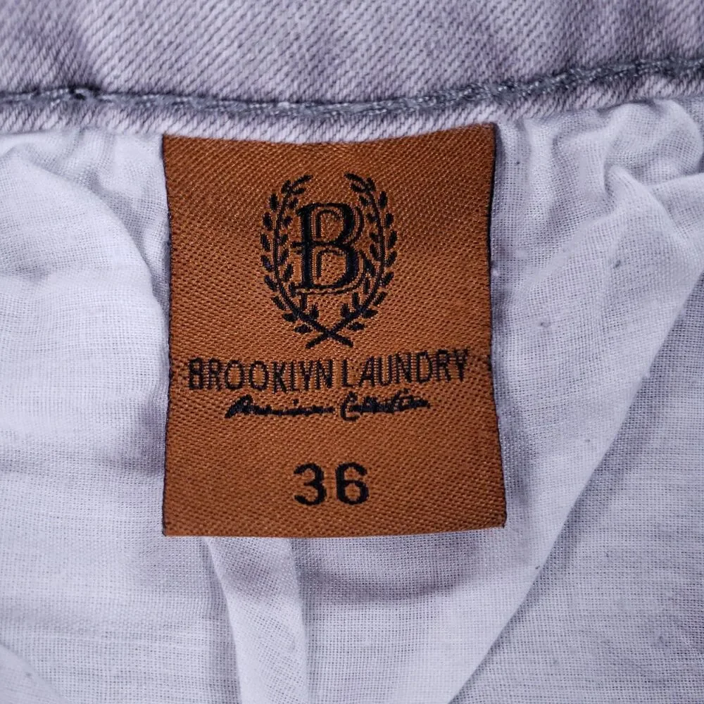 Brooklyn Laundry Jean Short Denim Cotton Men SZ 36 Gray Straight Stretch VTG 90s